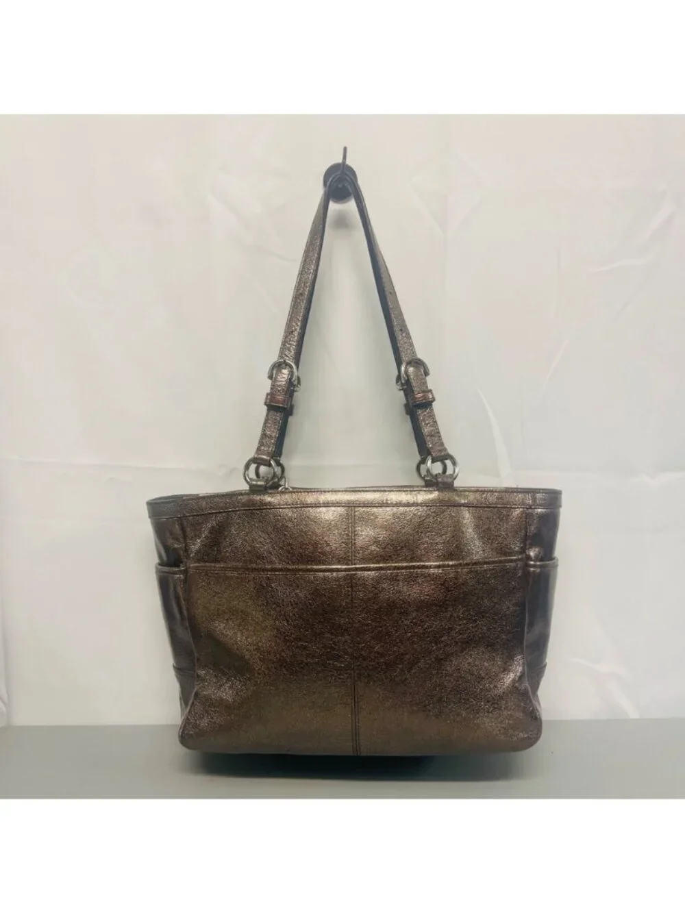 Coach Metallic Bronze Leather Tote Bag
